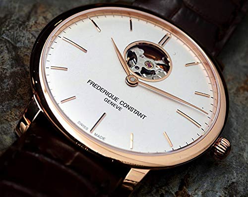 Frederique Constant Men's FC-312V4S4 Slim Line Analog Display Swiss Automatic Brown Watch