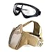 Unigear Airsoft Half Face Masks Steel Mesh Mask with Goggles Set for Hunting, Paintball, Shooting (Tan)