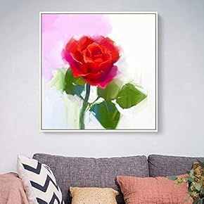 Floating Framed Canvas Wall Art for Living Room, Bedroom Vintage Flower Abstract Colorful Painting Canvas Prints for Home Decoration Ready to Hang - 16x16 inches
