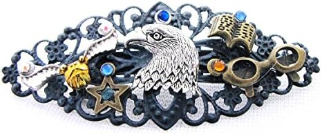 Barrette Clip Steampunk Raven Eagle House Wizard Hair Clip Fantasy