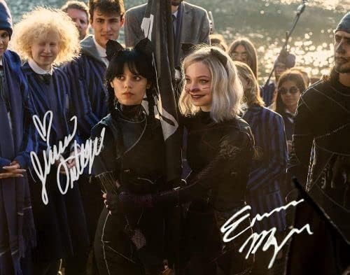 Photographs - Wednesday Addams (Netflix) - Jenna Ortega (Wednesday) & Emma Myers (Enid Sinclair) Reproduction (RP), Preprint, Preprinted (PP) Signed Autograph Autographed Photo Photograph Print (11 x 14 inches)