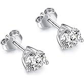925 Sterling Silver Earrings for Women Men 18K White Gold Plated 5A Cubic Zirconia CZ Mens Earrings Studs Jewelry