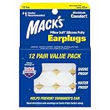 Mack's Pillow Soft Silicone Earplugs - 12 Pair, The Original Moldable Silicone Putty Ear Plugs for Sleeping, Snoring, Swimming, Travel, Concerts and Studying