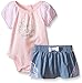 Calvin Klein Baby-Girls Pink Bodysuit with Blue Chambray Skirt with Lace