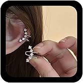 Aneneiceera Boho Crystal Ear Cuff Earrings Silver Rhinestone Cuff Climber Earring Cz Cartilage Crawler Wrap Earring Cz No Piercing Earrings Jewelry for Women 2Pcs