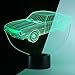 Muscle Car 3D Illusion Birthday Present Beside Table Lamp, Urwise 7 Color Changing Touch Switch Decoration Night Lamp with Acrylic Flat, ABS Base, USB Cable, Car Theme Toy, Amazing Creative Art