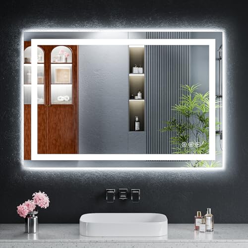 LED Bathroom Mirror with Lights Dimmable Anti-Fog 3 Colors