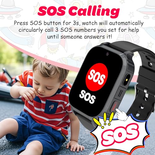 4G Children's Smartwatch, Children's Smartwatch with GPS and Calls, Telephone, Video Call, SOS, Voice Chat, Class Mode, Game, IP68, Alarm Clock, GPS Watch Children Gift Birthday Boy Girl Student