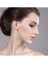 Aretes de plata de ley con piedras preciosa de peridoto verde de 1 quilates y 1 4", para mujer