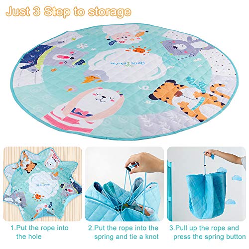434-Inches-Kids-Play-Mat-Foldable-and-Washable-Toy-Organizer-Storage-Cotton-Baby-Activity-Round-Rug
