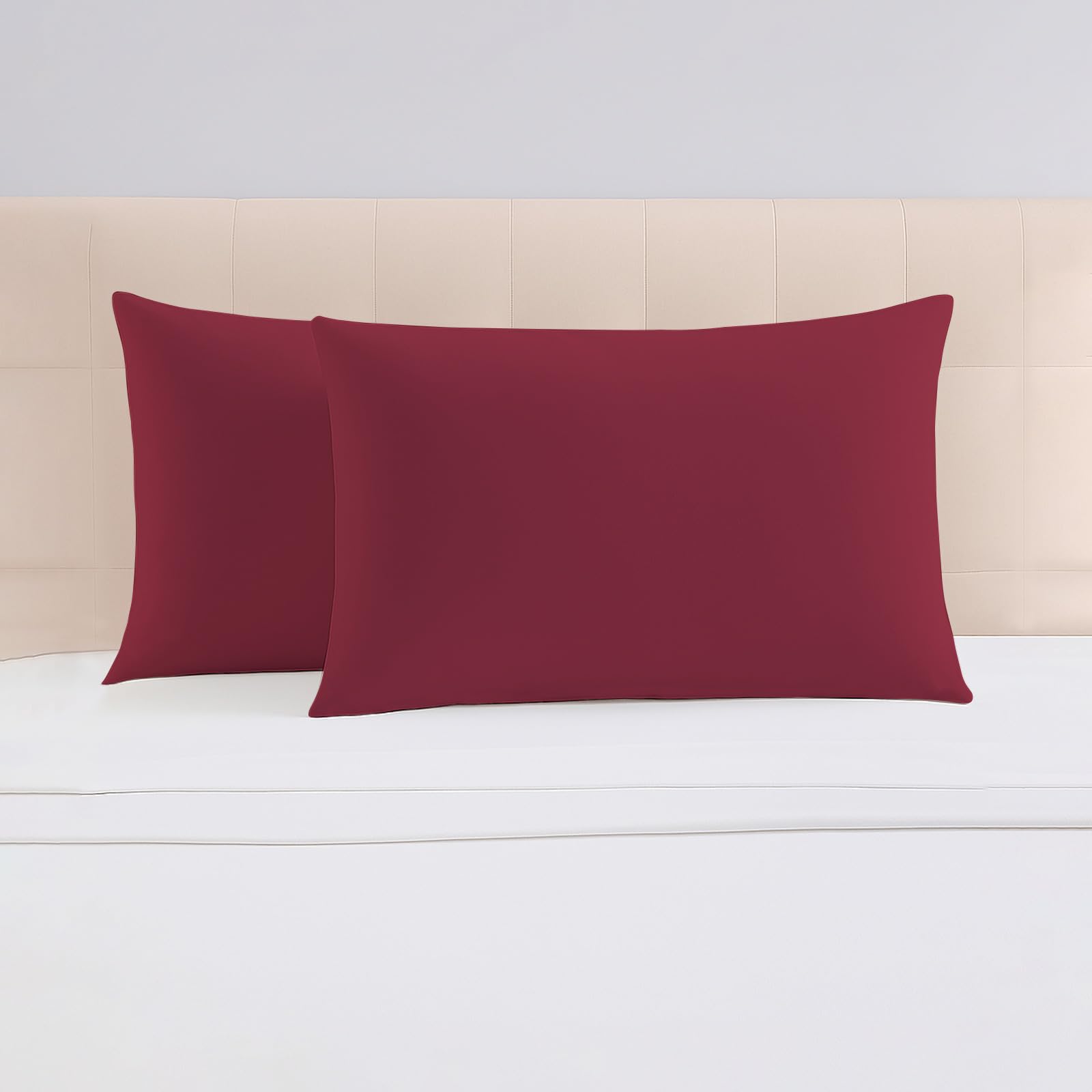 Pizuna Luxurious Cotton Housewife Pillowcases 2 Pack Rio Red 48x74cm, 1000 Thread Count Long Staple Combed Cotton Thick Pillow Cover, Soft Sateen Housewife Pillow Cases (Cooling Pillowcase)
