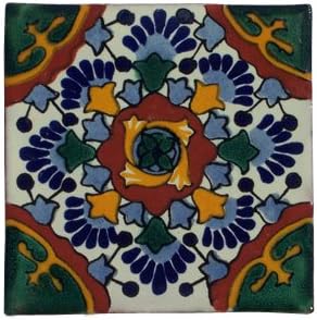 12 Hand Painted Talavera Mexican Tiles 4"x4" Spanish Influence