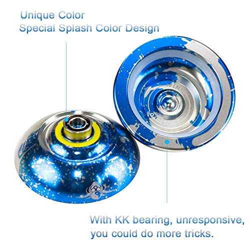 YOSTAR Yoyo Professional MAGICYOYO N11 Unresponsive Pro Yoyos Metal Yoyo Toy, + 5 Strings and Glove and Yo-yo Bag (Blue & Silver)