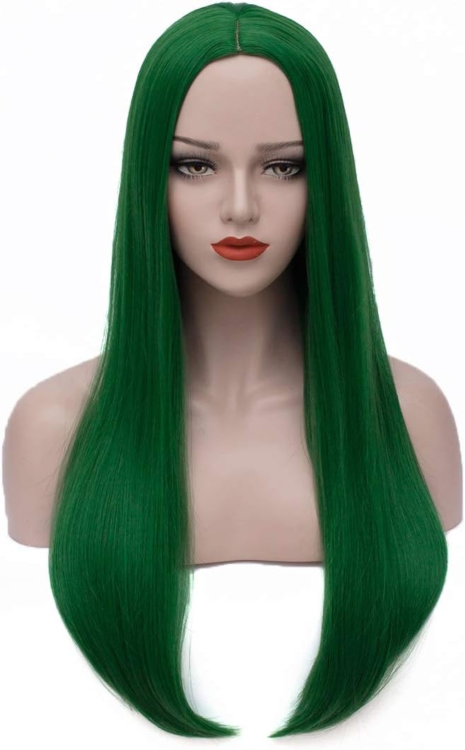 Long Green Wigs for Women 27'' Long Straight Hair Wigs Halloween Costume Wigs Cosplay Wig for Girls BU157GR