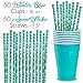 Winter Snowflake & Holiday Party Supplies for 50 - Large Plates, Napkins, Plastic Cups, Straws, 3 Table Covers, �Happy Holidays� Flag Banner, Great Decorative Tableware Set for Christmas and Snow theme events