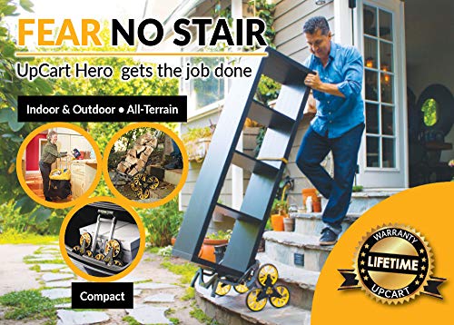 UpCart Hero Stair Climbing Dolly | 140lb Capacity Up & Down Stairs | Perfect Cart for Groceries, Laundry, and Boxes