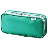 LIHIT LAB Double Pen Case, Large, 4.1 x 8.7", Green