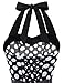 DRESSTELLS Women Vintage 1950s Cocktail Prom Polka Dot Dress, 50s 60s Retro Pinup Formal Wedding Party Halter Rockabilly Swing Dress Black White Dot XL