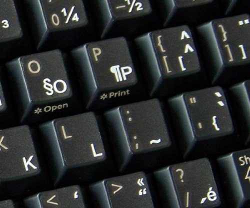 FRENCH QWERTY CANADIAN KEYBOARD STICKERS WITH WHITE LETTERING ON TRANSPARENT BACKGROUND