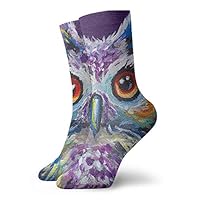 WEEDKEYCAT Owl Pictures Colorful Art Adult Short Socks Cotton Funny Socks for Mens Womens Yoga Hiking Cycling Running Soccer Sports