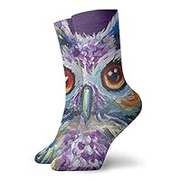 WEEDKEYCAT Owl Pictures Colorful Art Adult Short Socks Cotton Funny Socks for Mens Womens Yoga Hiking Cycling Running Soccer Sports