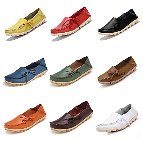 CIOR Women's Genuine Leather Loafers Casual Moccasin Driving Shoes Indoor Flat Slip-on Slippers,M912,Beige,44