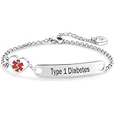 NARTGO Heart Medical Alert ID Bracelet for Women Emergency First Aid Health Alert Stainless Steel Adjustable Chain Bracelets