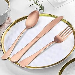 LIANYU 20 Piece Matte Copper Silverware