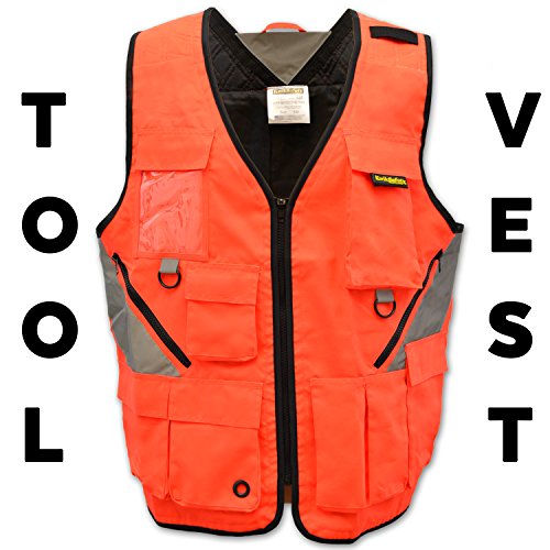 KwikSafety Clearance Orange Reflective Utility Multi Tool Vest Ten