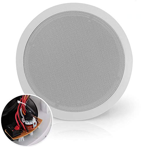 Pyle Ceiling Mount Speaker - 8” 600W Peak - 2-Way 70V Transformer for Commercial Restaurant Audio, Surround Sound, Flush Design in-Wall Installation - Pyle PDIC83T - 1pc (White)