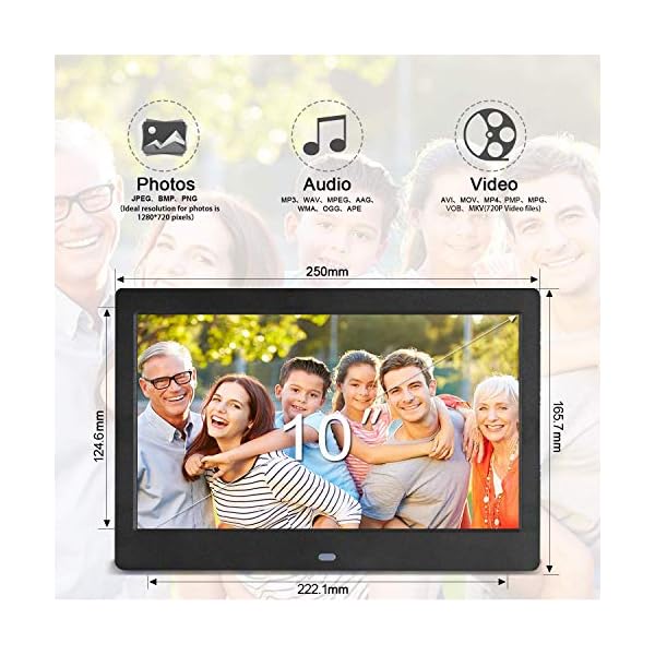 SeeKool Cadres Photo Numériques 10 Pouces Écran Haute Définition 1024×768 avec