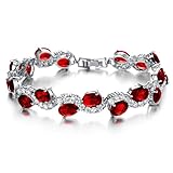 Girl Era Elegant Sexy Red Cubic Zirconia Crystal Waves Tennis Bracelet Charm Bracelets for Womens