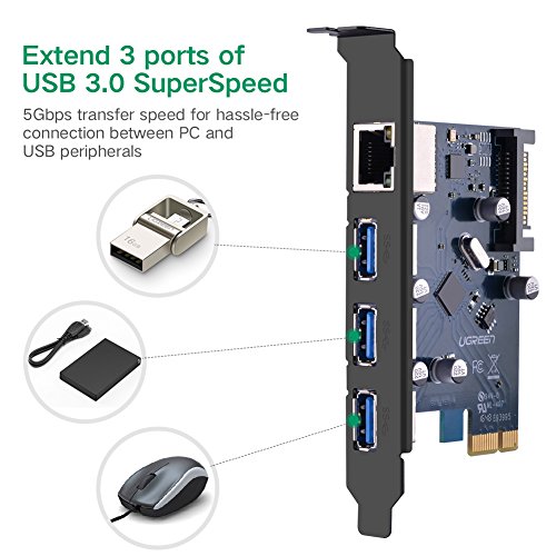 UGREEN-3-Port-PCI-Express-USB-30-Card-with-101001000Mbps-Gibabit-Lan-Adapter-Converter-for-Desktop-PC