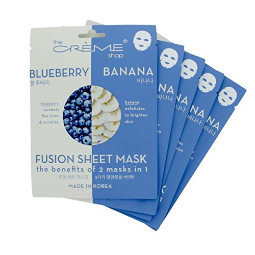 The Crème Shop - Anti-Aging & Brightening Blueberry & Banana Fusion Sheet Mask - 5 Piece Set