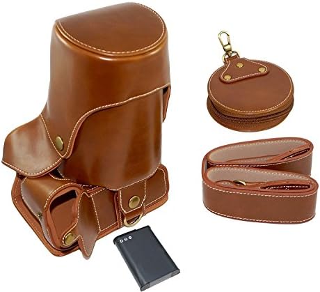Full Protection Bottom Opening Version Protective PU Leather Camera Case Bag with Tripod Design Compatible For Canon EOS 700D with Shoulder Neck Strap Belt and Storage Card Case Brown