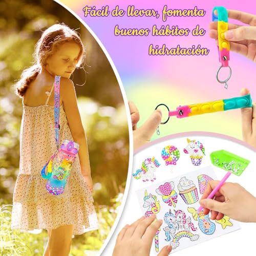 Kit de Manualidades para Niñas Juguetes para Niñas 4-12 Años, Regalo Niña el Día del Niño, Diamond Painting para Niños de Botella Agua DIY, Regalos para Niña Cumpleaños de 5 6 7 8 9 10 11 12 Años