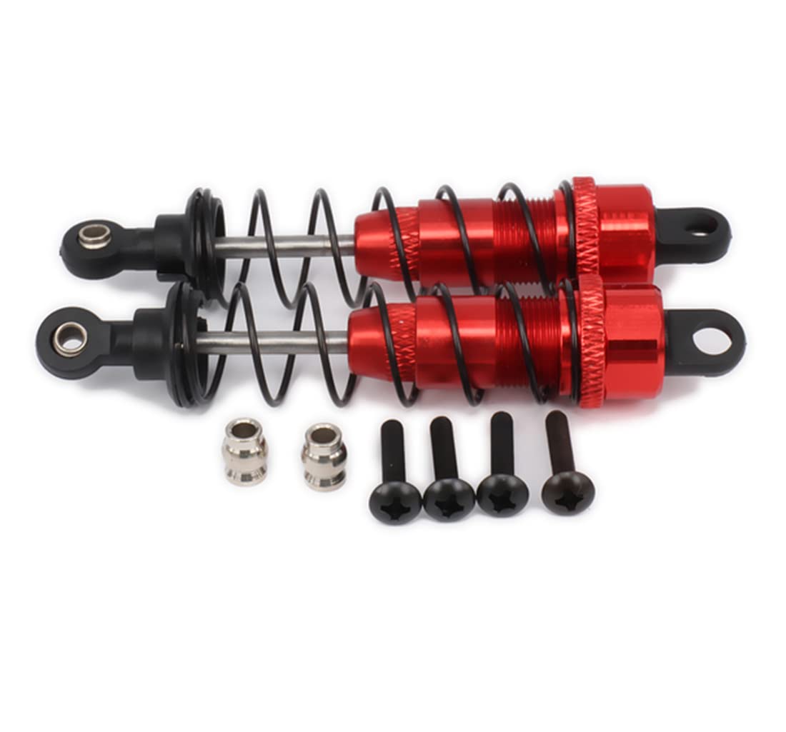 RCAWD Alloy 90mm RC car Shocks Absorber 1/10, oil typed Adjustable Damper For Rc drift chassis Car For Hpi Hsp Losi Axial Tamiya 2pcs (Red)
