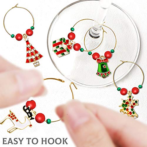 MOVINPE 30 Pieces Wine Glass Charms, Christmas Themed Wine Glass Markers Tags, Drink Markers Goblet Ring Wine Accessories