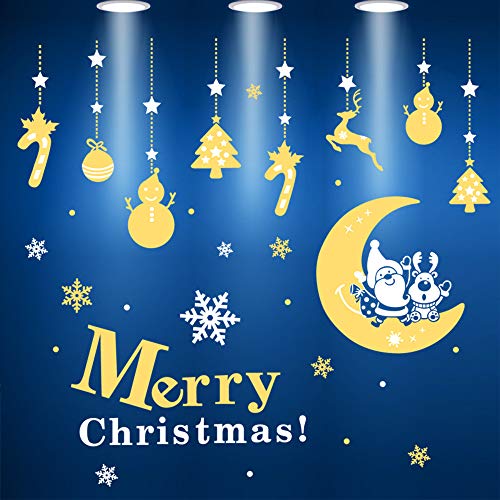 Pgojuni Merry Christmas Decorations Wall Stickers Merry Christmas Garland Wall Murals 1PC (L)