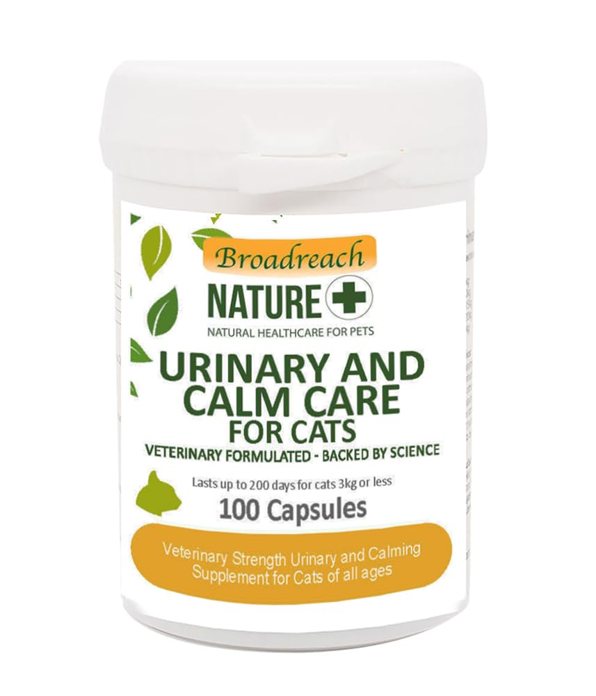URINARY, CYSTITIS AND CALMING Supplement for Cats - Vet Strength label - Same Formulation - Natural Ingredients - Advanced UK Veterinary Formula - 100 caps
