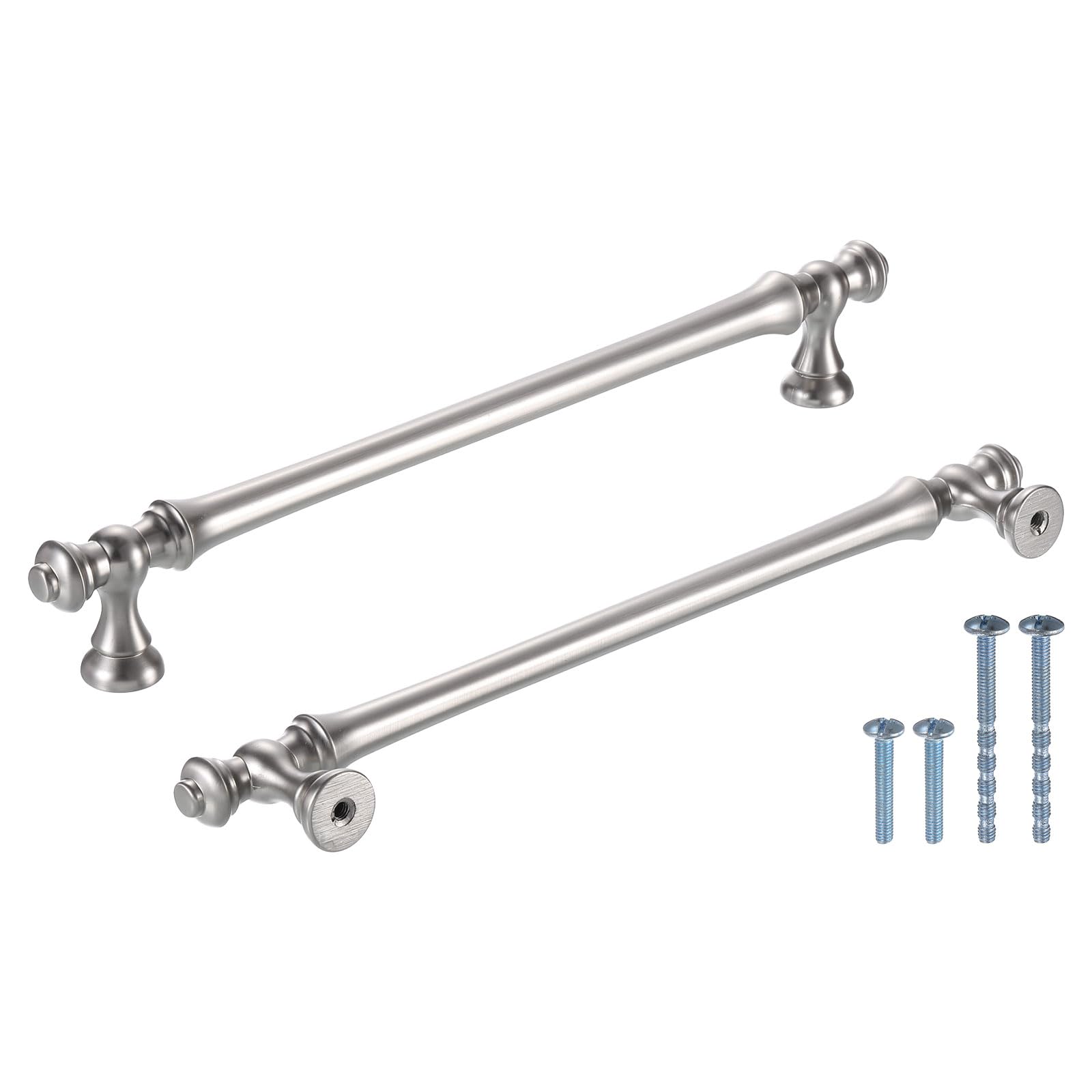 Uxcell 10pcs Brushed Nickel Kitchen Knobs, Kitchen Drawer Handles Zinc Kitchen Dresser Knobs Drawer Straight Knobs Hardware Pulls 7-3/5 inch(19.2cm) for Kitchen Cupboard