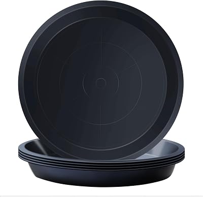 Kunjocy Pack of 5 Black Plant Pot Saucers 30 cm Round Tray Garden Indoor Outdoor