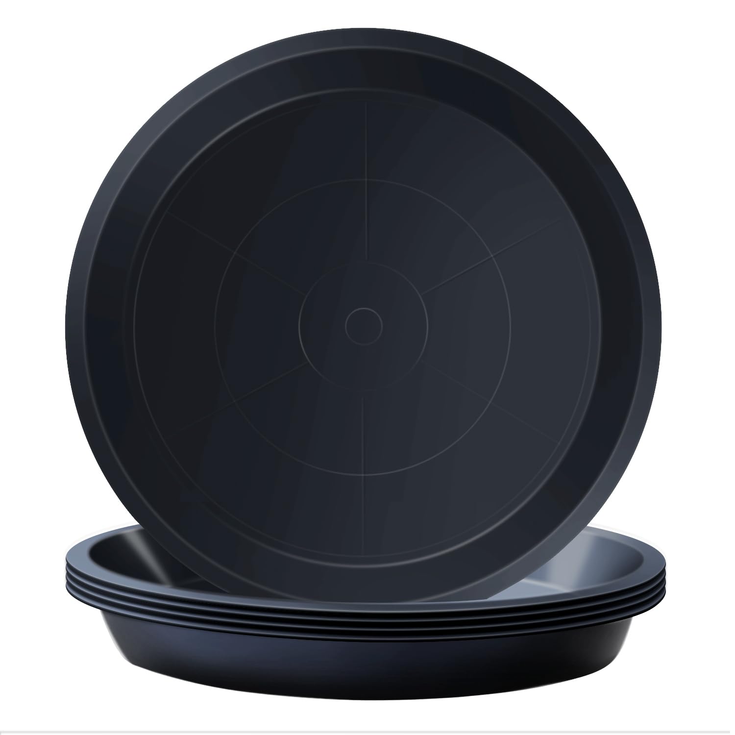 Kunjocy Pack of 5 Black Plant Pot Saucers, 30 CM Round Plant Pots Trays Garden Plant Saucer Plant Plastic Plate Pot Tray for Garden Indoor Outdoor Fit Plant Pot up to 27 CM (Black, Outer 30 CM)