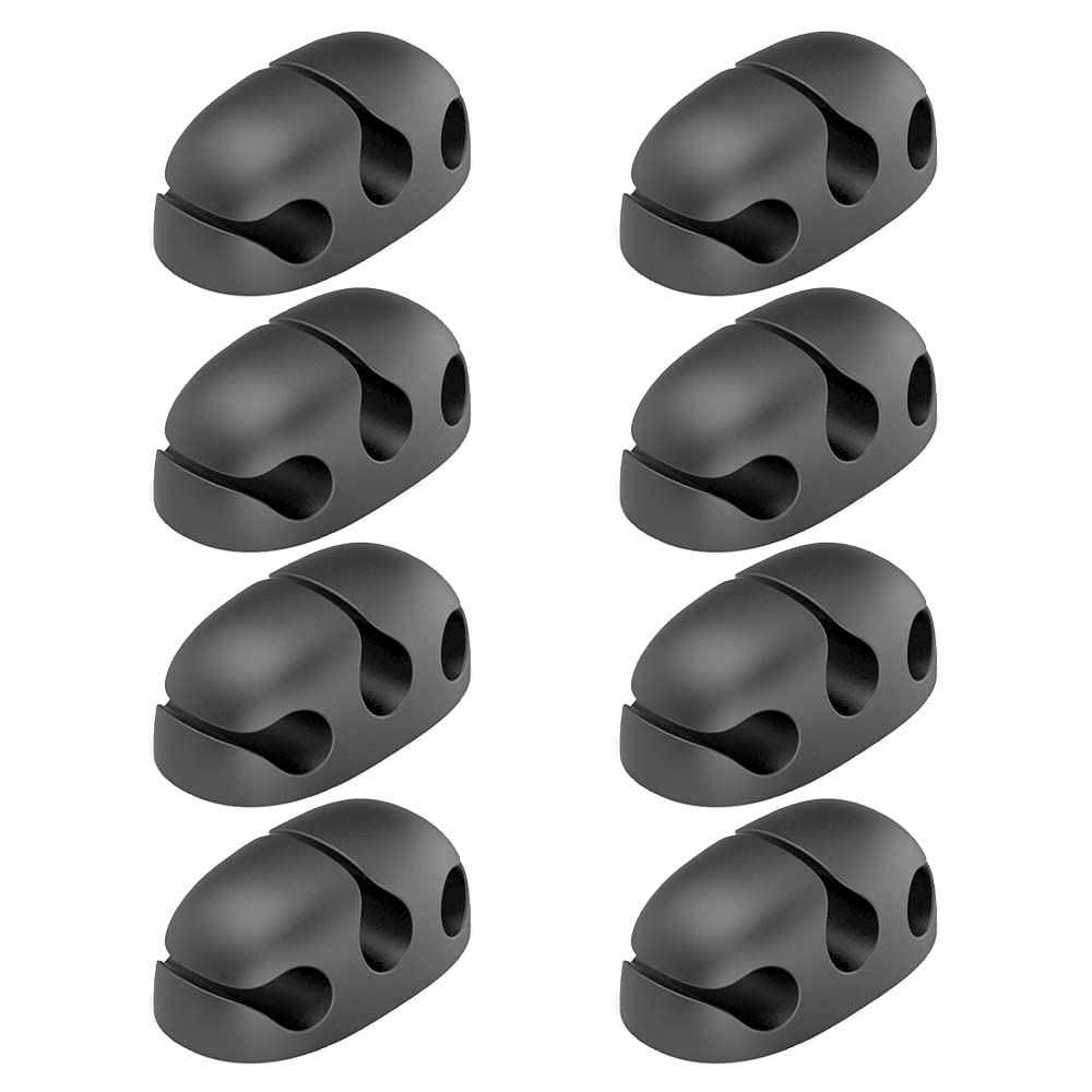 8 Pcs Cable Management Cable Holder Clips Cable Management Cord Organiser Desk Cable Tidy Clips for Organizing USB Cord Wire Home Office and Car (Black)