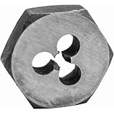 Century Drill &amp; Tool 97611 Metric Hexagon Die, 8.0 X 1.25 | 1-1/2" Across Flats, High Carbon Steel, Precision Cut Threads, Heat Treated File-Hard, For Hand Threading
