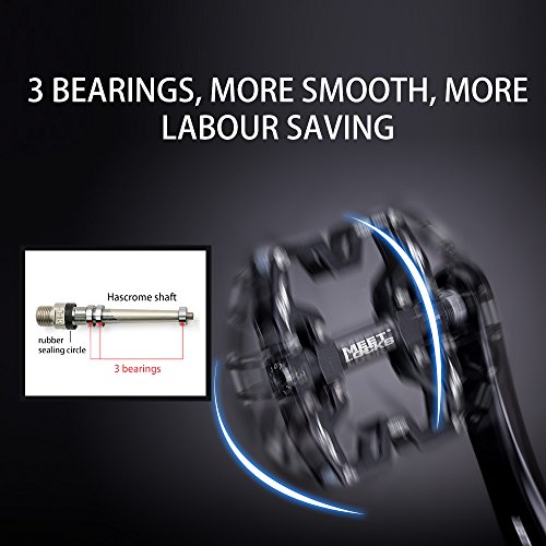 MEETLOCKS Bike Pedal, CNC Aluminum Body Cr-Mo Machined 9/16" Screw Thread Spindle Three Pcs Ultra Sealed Bearing,Bicycle Pedals - Thumbnail 3
