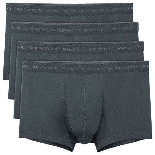David Archy Men's 4 Pack Underwear Micro Modal Separate Pouches Trunks with Fly (S, Dark Gray)