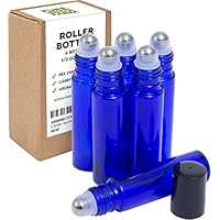 Pure Essential Oils Roller Bottles with Recipe eBook, 6-Pack, Cobalt Blue