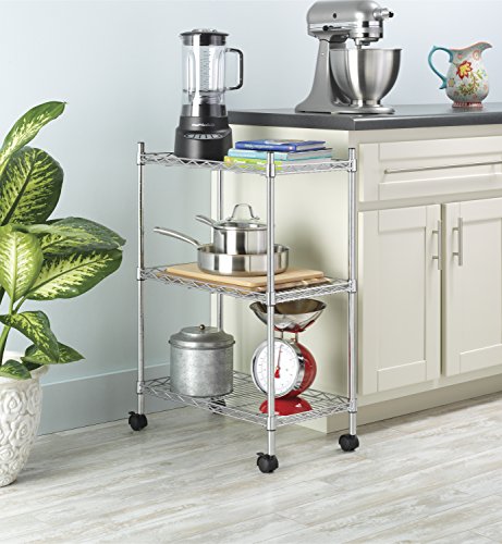 Whitmor Rolling 3 Shelf Cart, Chrome