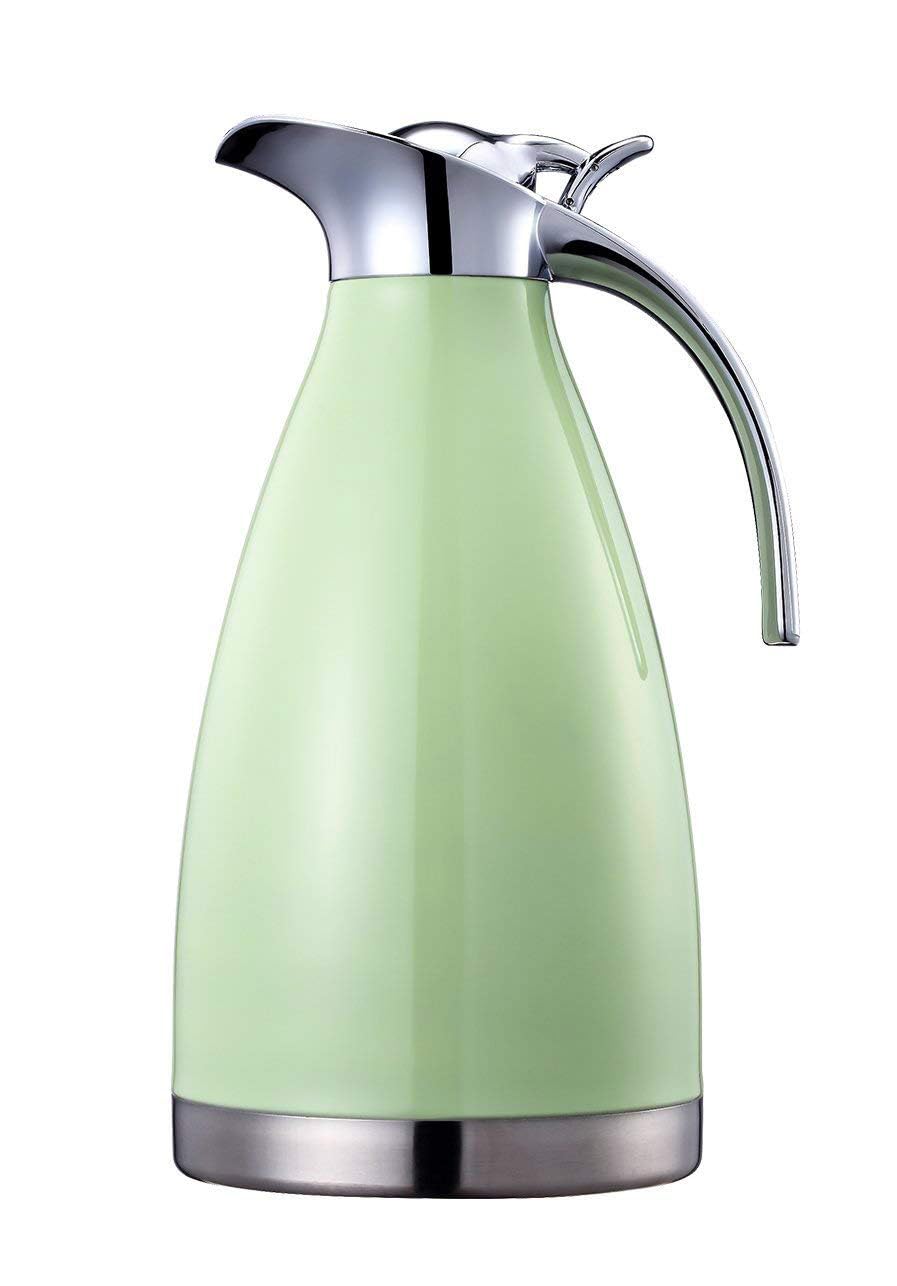 Photo 1 of *DENTED/IMPERFECT** Bonnoces 68 Oz Stainless Steel Thermal Carafe - Double Walled Vacuum Insulated Thermos/Carafe with Lid - Coffee/Tea Carafe Heat & Cold Retention - 2 Liter (Green)